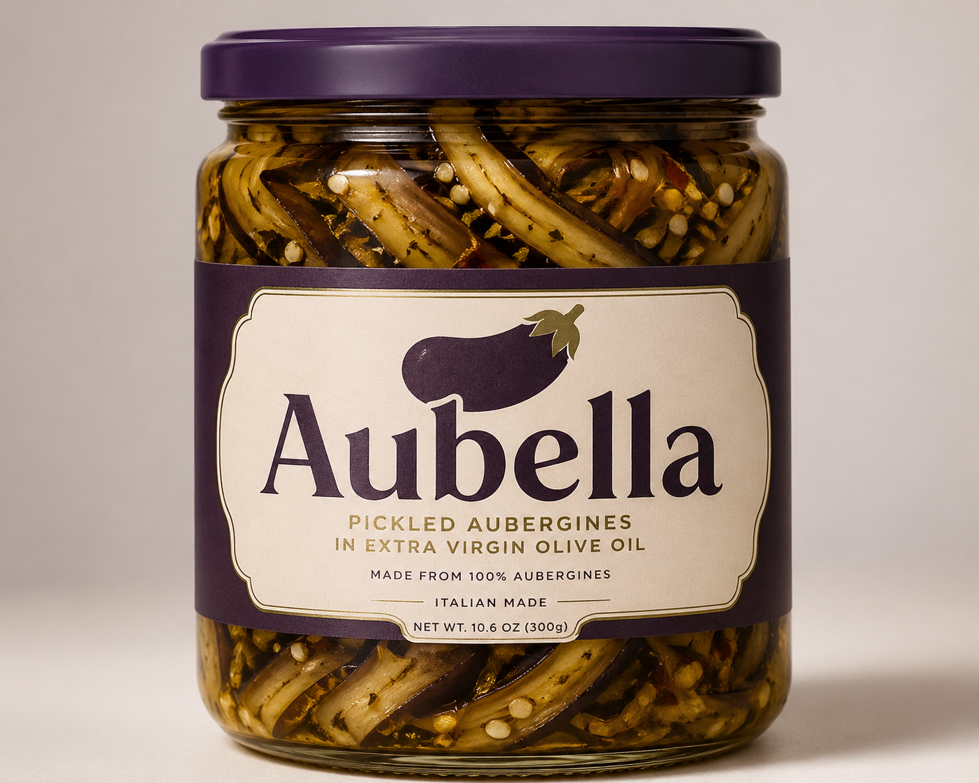 Jar of Aubella pickled aubergines